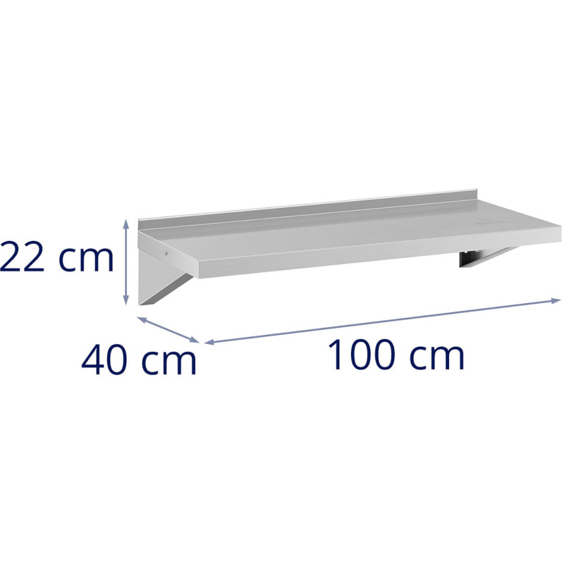Virtuvės sieninė lentyna iš plieno iki 80 kg 100 x 40 cm