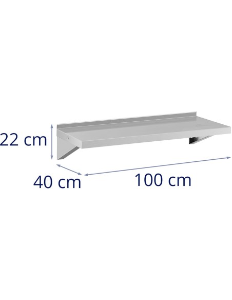 Virtuvės sieninė lentyna iš plieno iki 80 kg 100 x 40 cm Virtuvės sieninė lentyna iš plieno iki 80 kg 100 x 40 cm