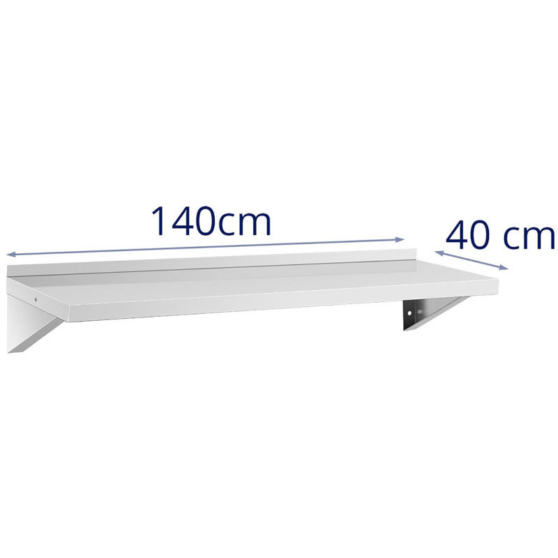Virtuvės sieninė lentyna iš plieno iki 80 kg 120 x 40 cm