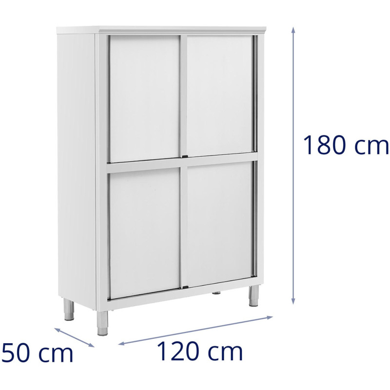 Nerūdijančio plieno virtuvės spinta su stumdomomis durimis 200 kg 120 x 50 x 180 cm