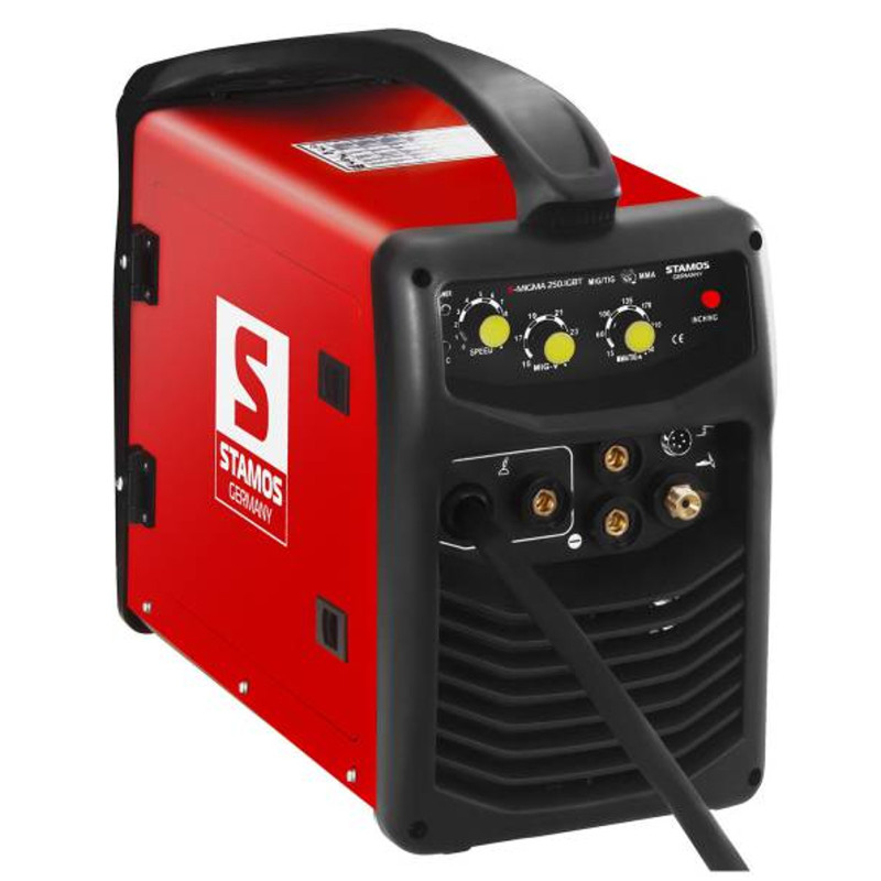 Suvirintojas pusiau automatinis migomat suvirinimo aparatas TIG MIG / MAG MMA 250A IGBT Stamos Vokietija + viela 5kg