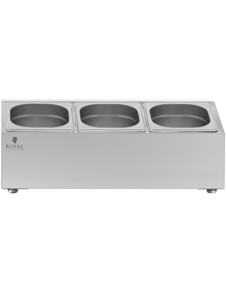 Vitrinos stovas maitinimo indams 3 x GN 1/6 5,7 l + konteineriai su dangteliais Vitrinos stovas maitinimo indams 3 x GN 1/6 5,7 l + konteineriai su dangteliais