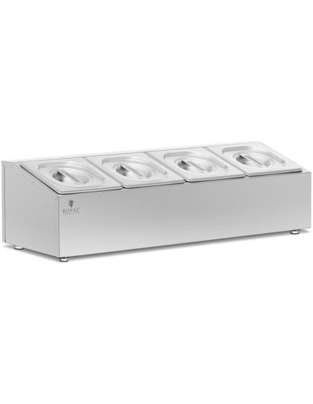 Stovas gastronominiams indams 4 x GN 1/6 7,6 l + indai su dangteliais Stovas gastronominiams indams 4 x GN 1/6 7,6 l + indai su dangteliais