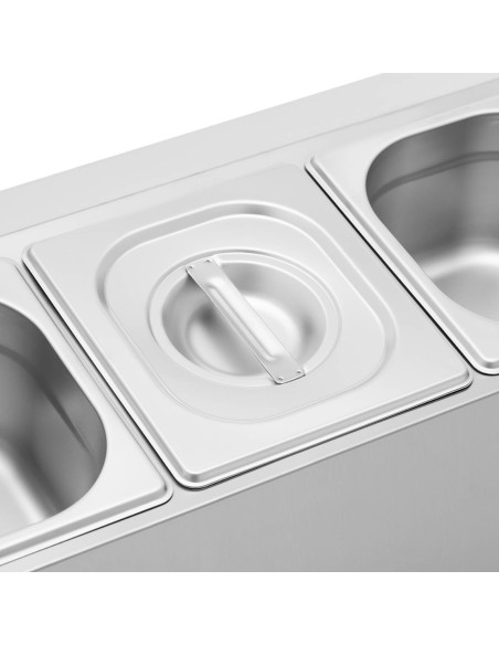 Stovas gastronominiams indams 4 x GN 1/6 7,6 l + indai su dangteliais Stovas gastronominiams indams 4 x GN 1/6 7,6 l + indai su dangteliais