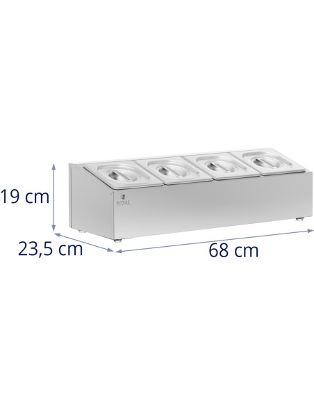 Stovas gastronominiams indams 4 x GN 1/6 7,6 l + indai su dangteliais Stovas gastronominiams indams 4 x GN 1/6 7,6 l + indai su dangteliais