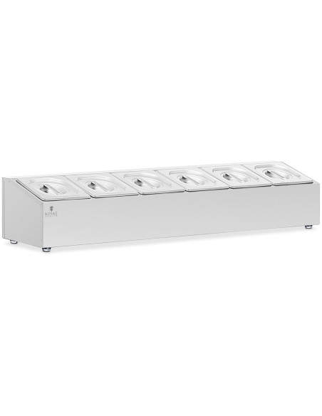 Vitrinos stendas maitinimo indams 6 x GN 1/6 11,4 l + konteineriai su dangteliais Vitrinos stendas maitinimo indams 6 x GN 1/6 11,4 l + konteineriai su dangteliais