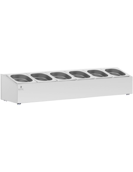 Vitrinos stendas maitinimo indams 6 x GN 1/6 11,4 l + konteineriai su dangteliais Vitrinos stendas maitinimo indams 6 x GN 1/6 11,4 l + konteineriai su dangteliais