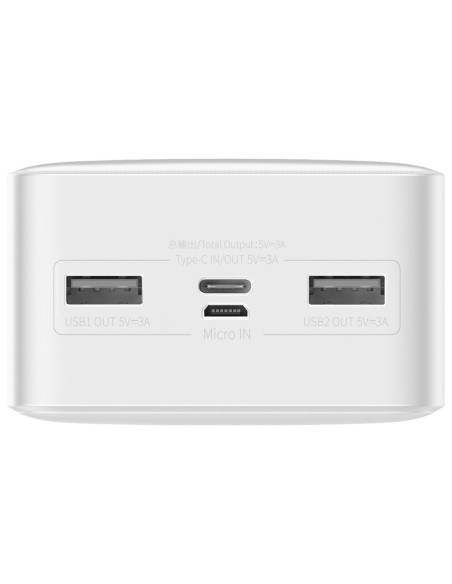Bipow maitinimo blokas su ekranu 30000mAh USB-A microUSB laidas 0,25m baltas