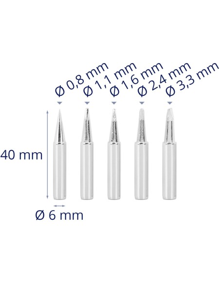 Kūginių antgalių rinkinys lituokliui 0,8-3,3 mm - 5 vnt. Kūginių antgalių rinkinys lituokliui 0,8-3,3 mm - 5 vnt.