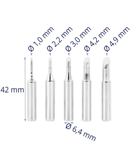 Antgalių rinkinys nuožulniam lituokliui 1-4,9 mm - 5 vnt. Antgalių rinkinys nuožulniam lituokliui 1-4,9 mm - 5 vnt.