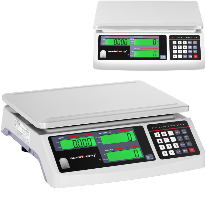 LCD komercinės svarstyklės 30,5 x 22 cm 30 kg / 1 g