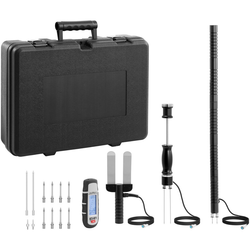 Drėgmės matuoklis Drėgmės matuoklis statybinėms medžiagoms LCD 1-75% KIT