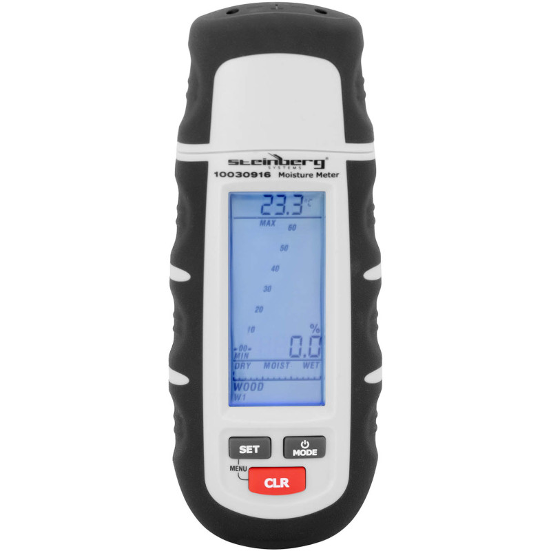 Drėgmės matuoklis Drėgmės matuoklis statybinėms medžiagoms LCD 1-75% KIT
