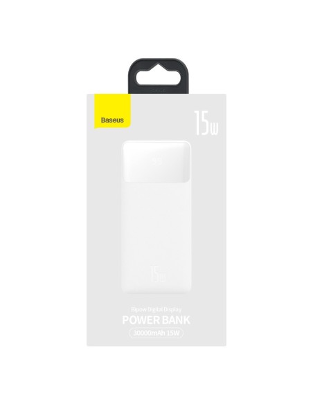 Bipow maitinimo blokas su ekranu 30000mAh USB-A microUSB laidas 0,25m baltas