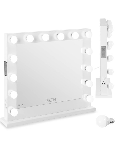 Makiažo kosmetinis veidrodis su šviesa ir garsiakalbiu 14 USB LED lempučių 80,5 x 68 cm Makiažo kosmetinis veidrodis su šviesa ir garsiakalbiu 14 USB LED lempučių 80,5 x 68 cm