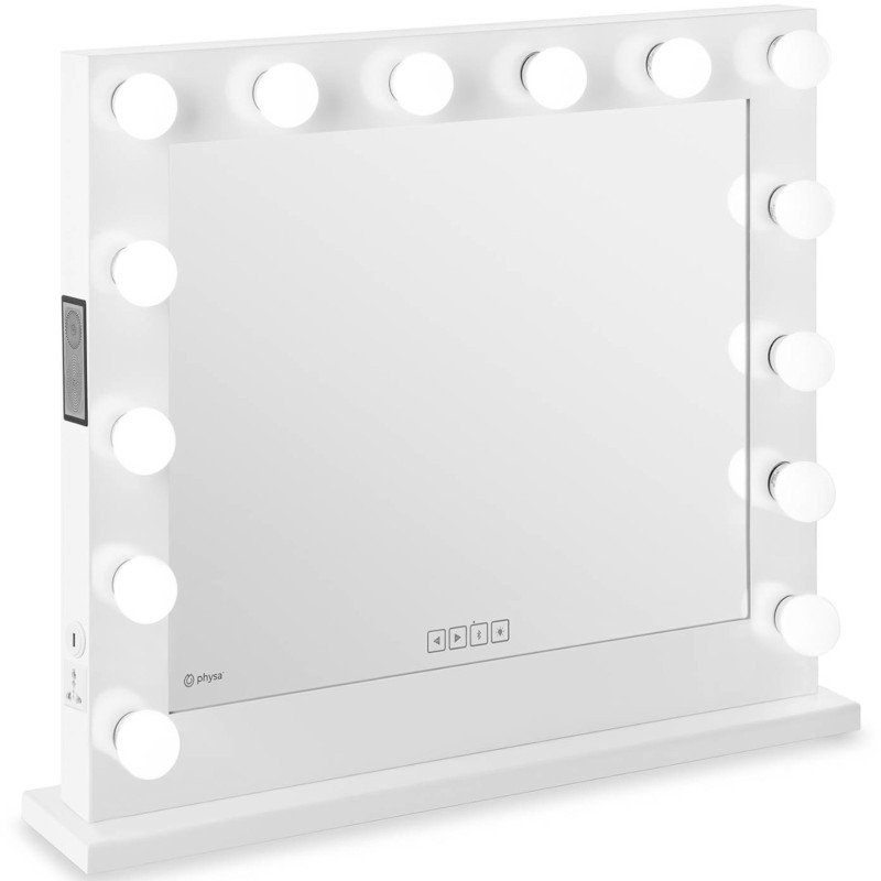 Makiažo kosmetinis veidrodis su šviesa ir garsiakalbiu 14 USB LED lempučių 80,5 x 68 cm