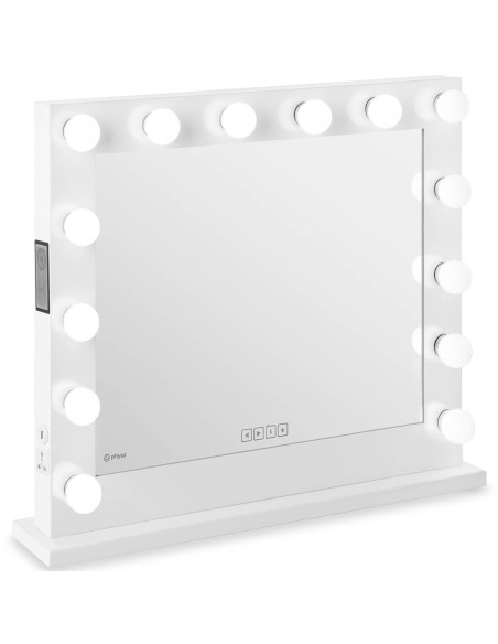 Makiažo kosmetinis veidrodis su šviesa ir garsiakalbiu 14 USB LED lempučių 80,5 x 68 cm Makiažo kosmetinis veidrodis su šviesa ir garsiakalbiu 14 USB LED lempučių 80,5 x 68 cm