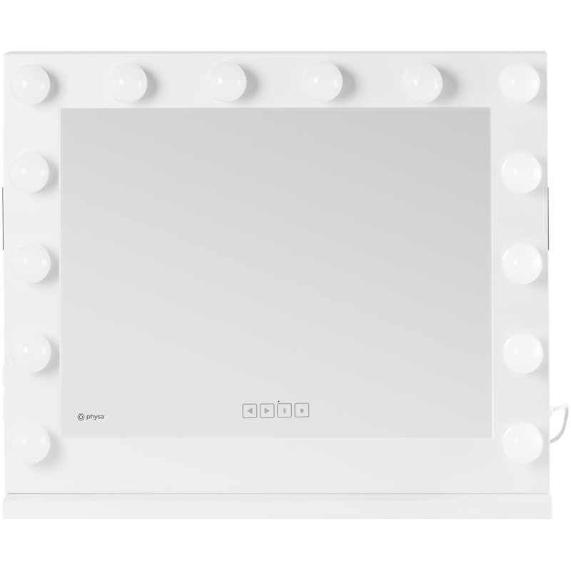 Makiažo kosmetinis veidrodis su šviesa ir garsiakalbiu 14 USB LED lempučių 80,5 x 68 cm