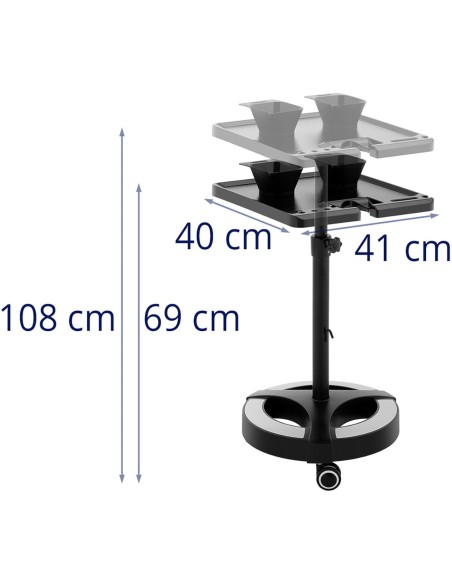 Reguliuojamas kirpyklų vežimėlis 400 x 400 mm + 2 dubenys Reguliuojamas kirpyklų vežimėlis 400 x 400 mm + 2 dubenys