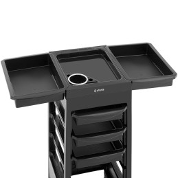 Kirpyklos pagalbinis vežimėlis su džiovintuvo laikikliu 5 stalčių lentyna 495 x 284 mm