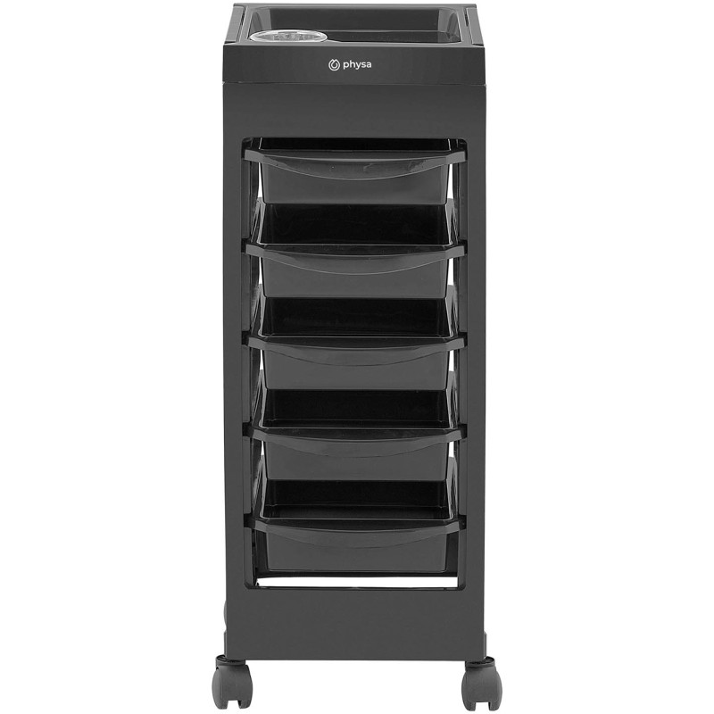 Kirpyklos pagalbinis vežimėlis su džiovintuvo laikikliu 5 stalčių lentyna 495 x 284 mm