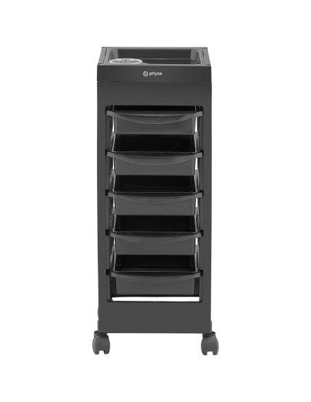 Kirpyklos pagalbinis vežimėlis su džiovintuvo laikikliu 5 stalčių lentyna 495 x 284 mm Kirpyklos pagalbinis vežimėlis su džiovintuvo laikikliu 5 stalčių lentyna 495 x 284 mm