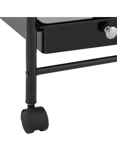 Kirpyklos pagalbinis vežimėlis su džiovintuvo laikikliu 5 stalčių lentyna 330 x 320 mm Kirpyklos pagalbinis vežimėlis su džiovintuvo laikikliu 5 stalčių lentyna 330 x 320 mm