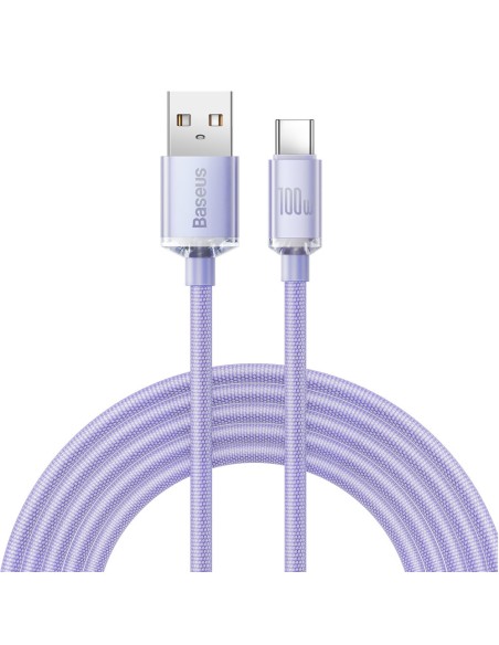 Kabelio laidas greitam įkrovimui ir duomenų perdavimui USB USB-C 100W 2m violetinė Kabelio laidas greitam įkrovimui ir duomenų perdavimui USB USB-C 100W 2m violetinė