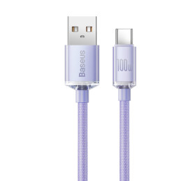 Kabelio laidas greitam įkrovimui ir duomenų perdavimui USB USB-C 100W 2m violetinė