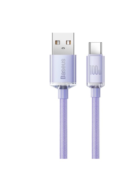 Kabelio laidas greitam įkrovimui ir duomenų perdavimui USB USB-C 100W 2m violetinė Kabelio laidas greitam įkrovimui ir duomenų perdavimui USB USB-C 100W 2m violetinė