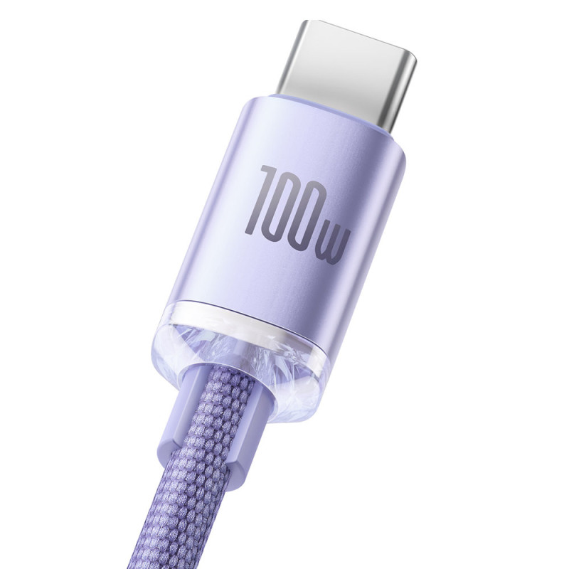 Kabelio laidas greitam įkrovimui ir duomenų perdavimui USB USB-C 100W 2m violetinė
