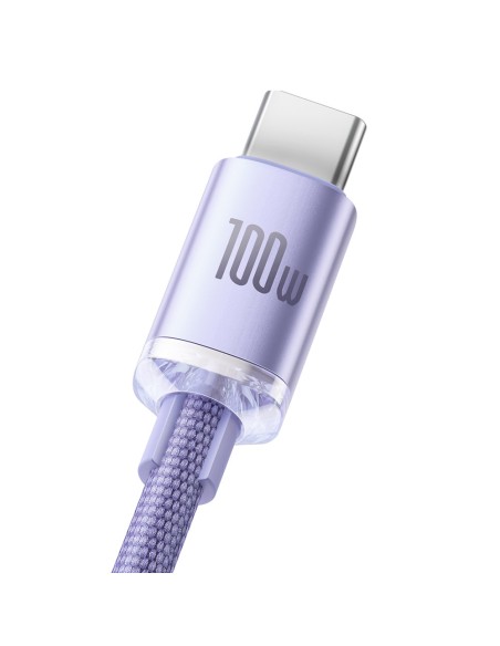 Kabelio laidas greitam įkrovimui ir duomenų perdavimui USB USB-C 100W 2m violetinė Kabelio laidas greitam įkrovimui ir duomenų perdavimui USB USB-C 100W 2m violetinė