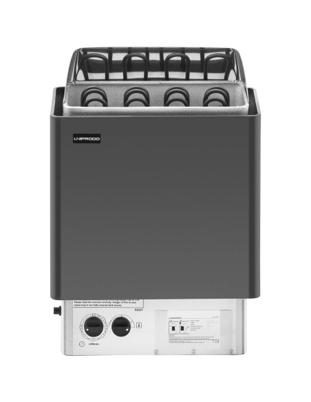 Elektrinė pirties krosnelė su įmontuotu valdymu 5-9 m3 iki 110C 400 V 6 kW juoda ir sidabrinė Elektrinė pirties krosnelė su įmontuotu valdymu 5-9 m3 iki 110C 400 V 6 kW juoda ir sidabrinė