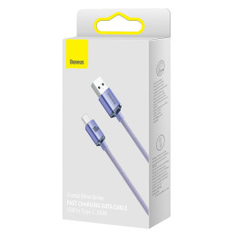 Kabelio laidas greitam įkrovimui ir duomenų perdavimui USB USB-C 100W 2m violetinė