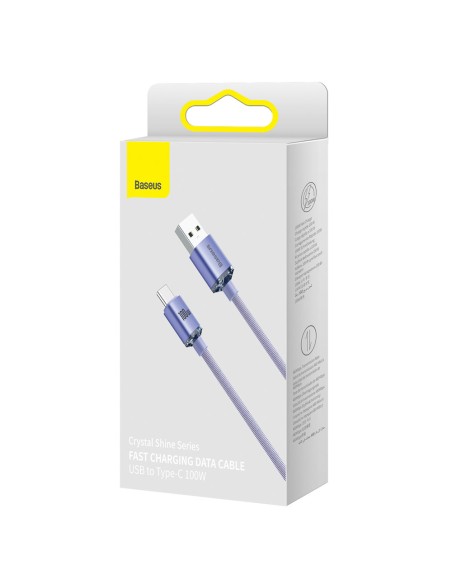 Kabelio laidas greitam įkrovimui ir duomenų perdavimui USB USB-C 100W 2m violetinė Kabelio laidas greitam įkrovimui ir duomenų perdavimui USB USB-C 100W 2m violetinė