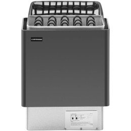 Elektrinė pirties krosnelė 8-12 m3 iki 110C 400 V 8 kW juoda ir sidabrinė