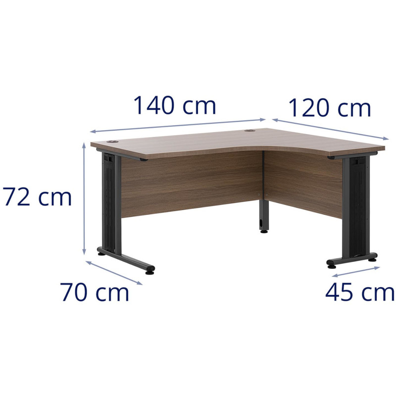 Kampinis kompiuterio stalas ant metalinio rėmo 140 x 120 cm rudas