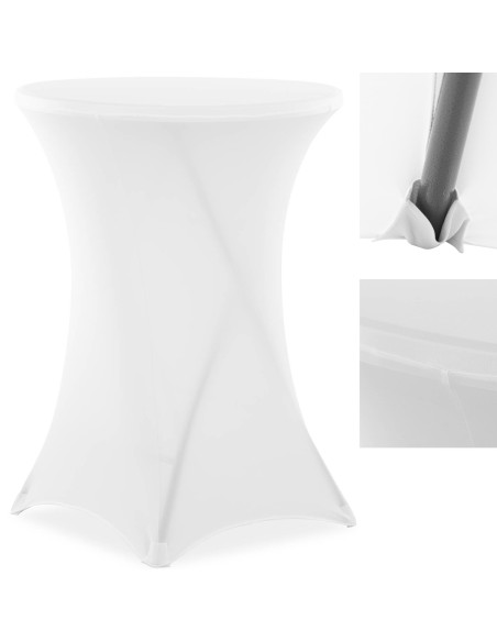Universalus elastingas užvalkalas baro stalui, sk. 80cm baltos spalvos Universalus elastingas užvalkalas baro stalui, sk. 80cm baltos spalvos