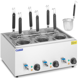 Makaronų gaminimo makaronų viryklė su čiaupais 6 krepšeliai 3 x 6,5 l 3000 W