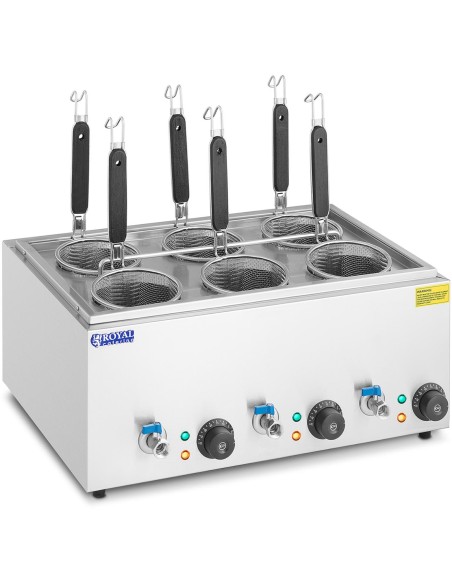 Makaronų gaminimo makaronų viryklė su čiaupais 6 krepšeliai 3 x 6,5 l 3000 W Makaronų gaminimo makaronų viryklė su čiaupais 6 krepšeliai 3 x 6,5 l 3000 W