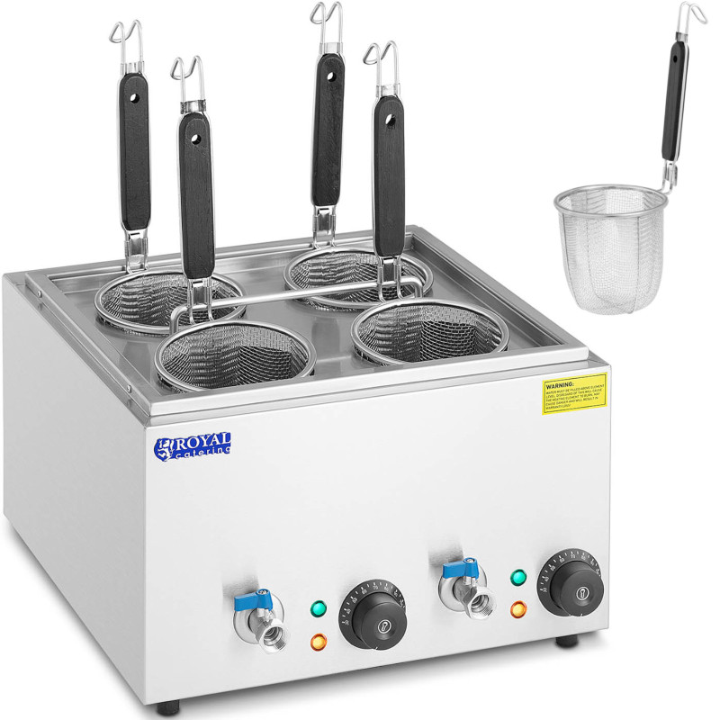 Makaronų gaminimo makaronų viryklė su čiaupais 4 krepšeliai 2 x 6,5 l 3000 W