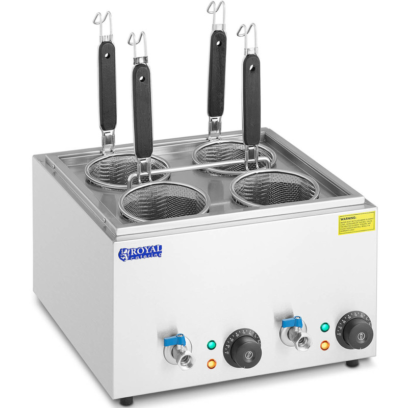 Makaronų gaminimo makaronų viryklė su čiaupais 4 krepšeliai 2 x 6,5 l 3000 W