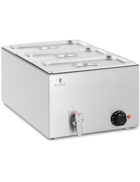 Bain marie elektrinis šildytuvas su čiaupu 3 x GN 1/3 600 W Bain marie elektrinis šildytuvas su čiaupu 3 x GN 1/3 600 W