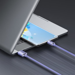 Kabelio laidas greitam įkrovimui ir duomenų perdavimui USB USB-C 100W 2m violetinė
