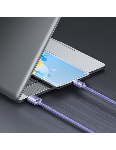 Kabelio laidas greitam įkrovimui ir duomenų perdavimui USB USB-C 100W 2m violetinė Kabelio laidas greitam įkrovimui ir duomenų perdavimui USB USB-C 100W 2m violetinė