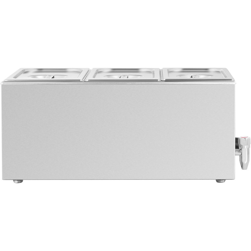 Bain marie elektrinis šildytuvas su čiaupu 3 x GN 1/3 600 W