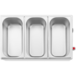 Bain marie elektrinis šildytuvas su čiaupu 3 x GN 1/3 600 W