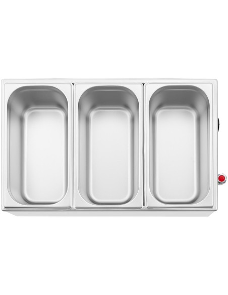 Bain marie elektrinis šildytuvas su čiaupu 3 x GN 1/3 600 W Bain marie elektrinis šildytuvas su čiaupu 3 x GN 1/3 600 W
