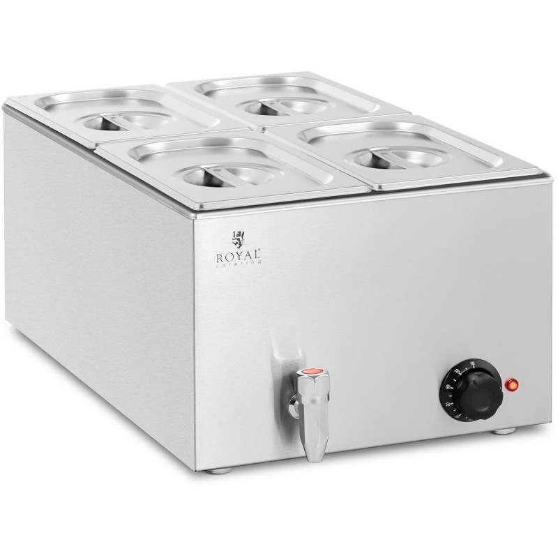 Bain marie elektrinis šildytuvas su čiaupu 4 x GN 1/4 600 W