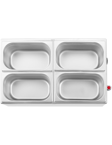 Bain marie elektrinis šildytuvas su čiaupu 4 x GN 1/4 600 W Bain marie elektrinis šildytuvas su čiaupu 4 x GN 1/4 600 W